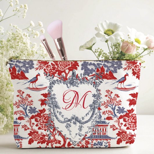  Chinoiserie Delft Frans rood blauw monogram Etui