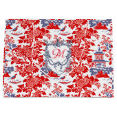 Chinoiserie Delft Frans rood blauw monogram Groot Cadeauzakje (Voorkant)