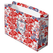 Chinoiserie Delft Frans rood blauw monogram Groot Cadeauzakje (Achterkant Gekanteld)