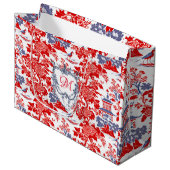 Chinoiserie Delft Frans rood blauw monogram Groot Cadeauzakje (Voorkant Gekanteld)