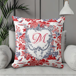 Chinoiserie Delft Frans rood blauw monogram Kussen