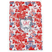 Chinoiserie Delft Frans rood blauw monogram Medium Cadeauzakje (Voorkant)