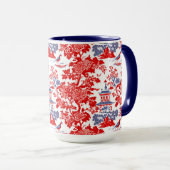 Chinoiserie Delft Frans rood blauw monogram Mok (Voorkant rechts)