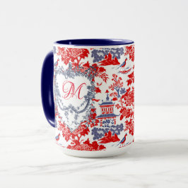  Chinoiserie Delft Frans rood blauw monogram Mok