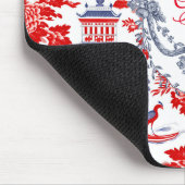  Chinoiserie Delft Frans rood blauw monogram Muismat (Hoek)