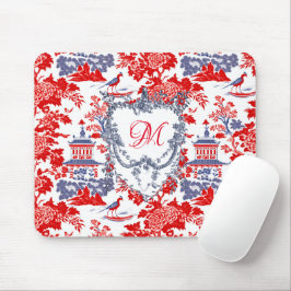  Chinoiserie Delft Frans rood blauw monogram Muismat