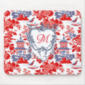  Chinoiserie Delft Frans rood blauw monogram Muismat (Voorkant)