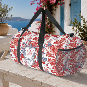 Chinoiserie Delft Frans rood blauw monogram Plunjezak
