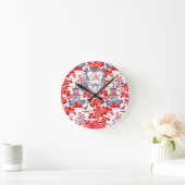 Chinoiserie Delft Frans rood blauw monogram Ronde Klok (Huis)