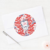  Chinoiserie Delft Frans rood blauw monogram Ronde Sticker (Envelop)