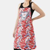  Chinoiserie Delft Frans rood blauw monogram Schort (Insitu)