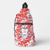  Chinoiserie Delft Frans rood blauw monogram Sling Bag (Voorkant)