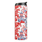  Chinoiserie Delft Frans rood blauw monogram Thermosbeker (Gedraaid links)