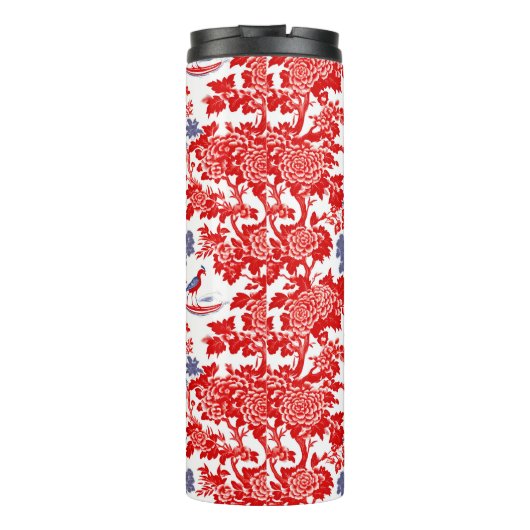  Chinoiserie Delft Frans rood blauw monogram Thermosbeker (Achterkant)