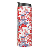  Chinoiserie Delft Frans rood blauw monogram Thermosbeker (Geroteerd rechts)