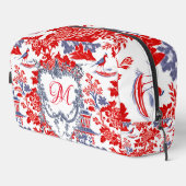 Chinoiserie Delft Frans rood blauw monogram Toilettasje (Rechterhoek)
