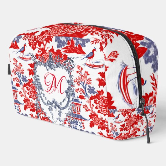  Chinoiserie Delft Frans rood blauw monogram Toilettasje (Rechterhoek)