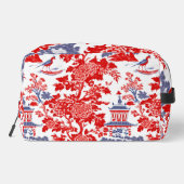 Chinoiserie Delft Frans rood blauw monogram Toilettasje (Achterkant)