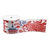Chinoiserie Delft Frans rood blauw Satijnen Lint (Spoel)