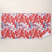 Chinoiserie Delft Frans rood blauw Strandlaken (Voorkant)
