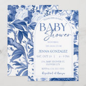 Chinoiserie Delfts Blauw Wit Baby shower Kaart (Voorkant / Achterkant)