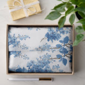 Chinoiserie Delicate Blauwe Bloemen Decoupage Tissuepapier (Geschenk)