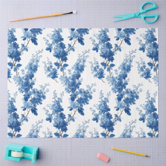Chinoiserie Delicate Blauwe Bloemen Decoupage Tissuepapier (Craft)