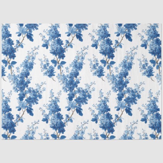 Chinoiserie Delicate Blauwe Bloemen Decoupage Tissuepapier (Voorkant)