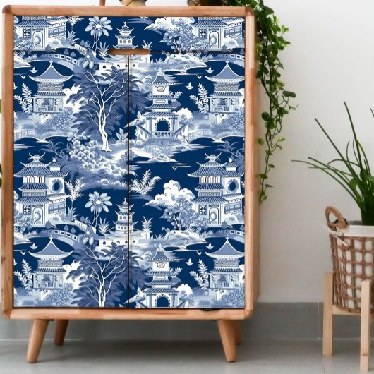 Chinoiserie Donkerblauw en wit Decoupage Tissuepapier