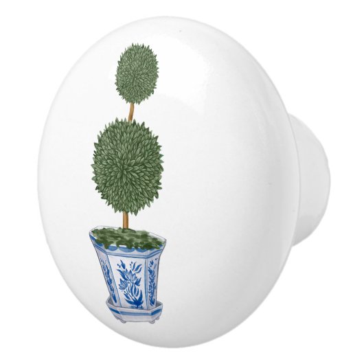 Chinoiserie Double Topiary Tree Keramische Knop (Rechts)