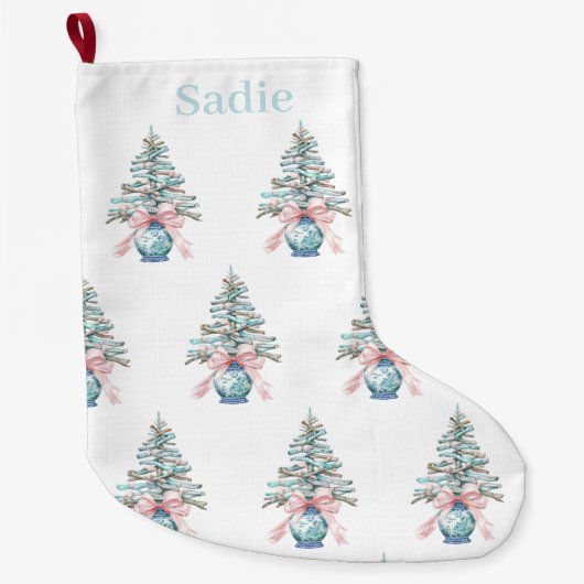 Chinoiserie Driftwood Christmas Tree Pot Grote Kerstsok (Voorkant)