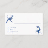 Chinoiserie dubbelzijdig Blauw Bruiloft Plaatskaartje (Voorkant)