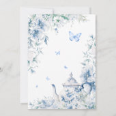 Chinoiserie Dusty Blue Botanical Bridal Tea Shower Kaart (Achterkant)