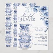 Chinoiserie Dusty Blue Floral Vrijgezellenfeest Kaart (Voorkant / Achterkant)