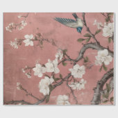 Chinoiserie Dusty Pink Cherry Blossom Background Cadeaupapier (Vlak)