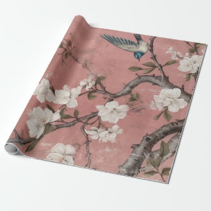 Chinoiserie Dusty Pink Cherry Blossom Background Cadeaupapier