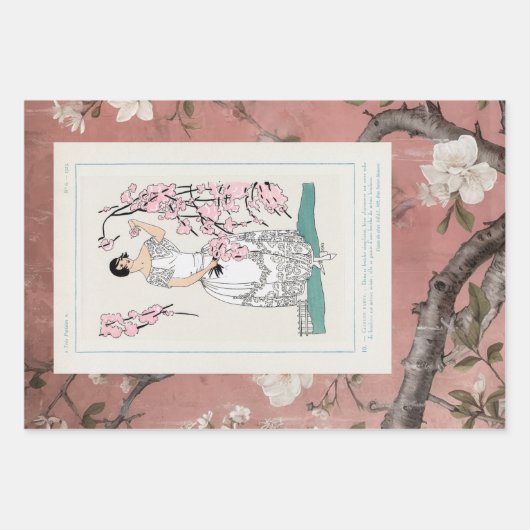 Chinoiserie Dusty Pink + Mode Inpakpapier Vel (Voorkant 2)