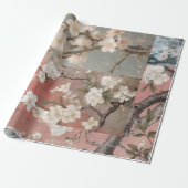 Chinoiserie Dusty Pinks & Blues Collage Cadeaupapier (Uitgerold)