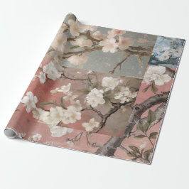 Chinoiserie Dusty Pinks & Blues Collage Cadeaupapier