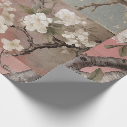 Chinoiserie Dusty Pinks & Blues Collage Cadeaupapier (Hoek)