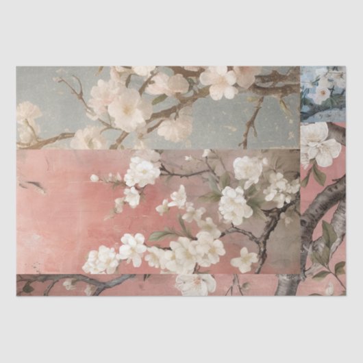 Chinoiserie Dusty Pinks & Blues Collage Tissuepapier (Voorkant)