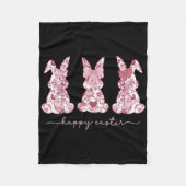 Chinoiserie Easter Bunny Pink Bow Coquette Schatti Fleece Deken (Voorkant)