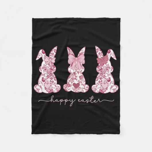 Chinoiserie Easter Bunny Pink Bow Coquette Schatti Fleece Deken (Voorkant)