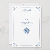 Chinoiserie Elegant Blauw Boeket Victoriaans bruil Kaart (Achterkant)