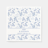 Chinoiserie Elegant Bloemen Blauw en Wit Bruiloft Servet (Voorkant)