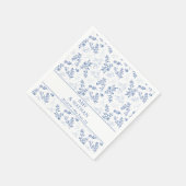 Chinoiserie Elegant Bloemen Blauw en Wit Bruiloft Servet (Hoek)