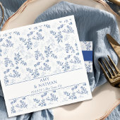 Chinoiserie Elegant Bloemen Blauw en Wit Bruiloft Servet