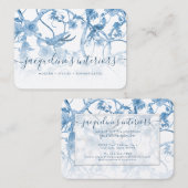 Chinoiserie Elegant Floral Dusty Blue Bird Visitekaartje (Voorkant / Achterkant)