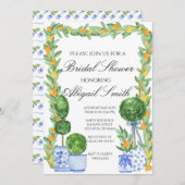 Chinoiserie en Citrus bruids douche uitnodiging (Voorkant / Achterkant)