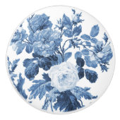 Chinoiserie Engels Roos Floral Delfts Blauw Wit Keramische Knop (Voorkant)